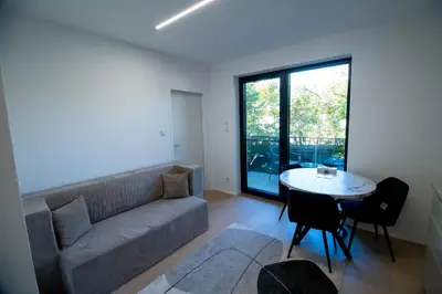 Ein Sitzbereich in der Unterkunft Aupark Apartments