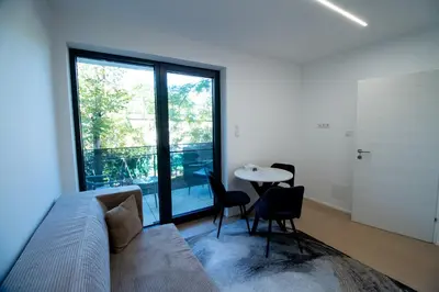 Ein Sitzbereich in der Unterkunft Aupark Apartments