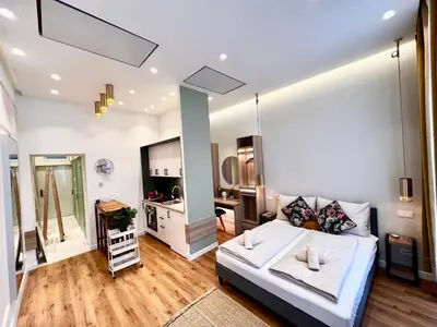 Ein Bett oder Betten in einem Zimmer der Unterkunft TheWICKI 1504 - Wunderschöne Apartments in Wien