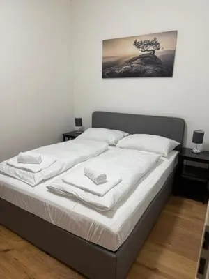 Ein Bett oder Betten in einem Zimmer der Unterkunft City Vienna Hirsch Apartment