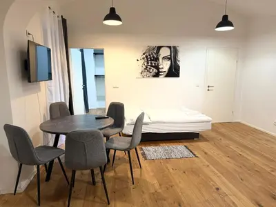 Ein Sitzbereich in der Unterkunft City Vienna Hirsch Apartment