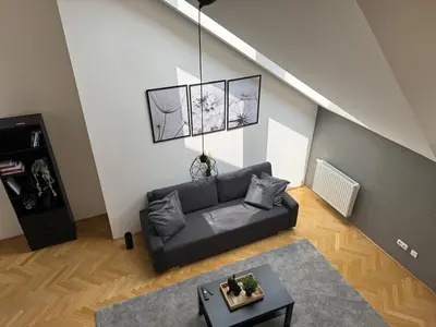 Ein Sitzbereich in der Unterkunft 105qm, balcony, near center, Schönbrunn, attic