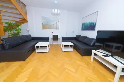 Ein Sitzbereich in der Unterkunft Vienna Hotspot