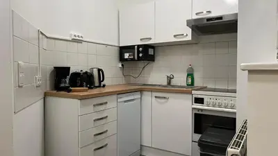 Küche/Küchenzeile in der Unterkunft Lovely 3BR Apartment with Balcony near Rennweg station