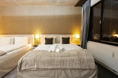 Ein Bett oder Betten in einem Zimmer der Unterkunft Danube Panoramic Studio on Schwedenplatz- 2 King Beds