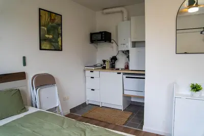 Küche/Küchenzeile in der Unterkunft Mini apartment perfect for exploring Vienna!