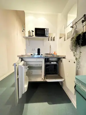 Küche/Küchenzeile in der Unterkunft Frisierzimmer Art Lofts