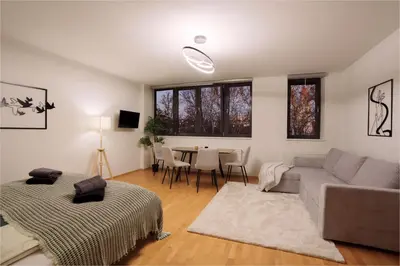 Ein Sitzbereich in der Unterkunft Delightful Apartment with Private Balcony in Perfect Location of Vienna