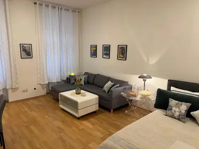 Ein Sitzbereich in der Unterkunft Lory nice Apartment