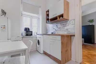 Küche/Küchenzeile in der Unterkunft 5-Min to Danube , Stylish 1BR Apt, for Longstays