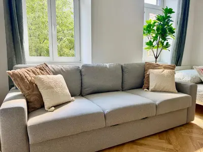 Ein Sitzbereich in der Unterkunft Renovated Stylish Apartment
