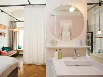 Ein Badezimmer in der Unterkunft grätzlhotel Karmelitermarkt