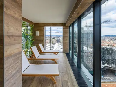 Ein Balkon oder eine Terrasse in der Unterkunft Novotel Wien Hauptbahnhof