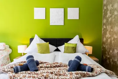 Ein Bett oder Betten in einem Zimmer der Unterkunft Viennaflats - Apartment Prater