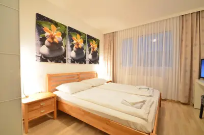 Ein Bett oder Betten in einem Zimmer der Unterkunft All-in longterm Cozy Studio - free Parkingcard for 21 District