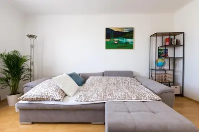 Ein Sitzbereich in der Unterkunft Apartment Rudolfsplatz
