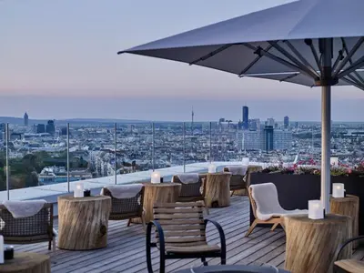 Ein allgemeiner Blick auf Wien oder ein Stadtblick von des Hotels aus