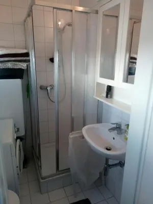 Ein Badezimmer in der Unterkunft Bootshaus am See