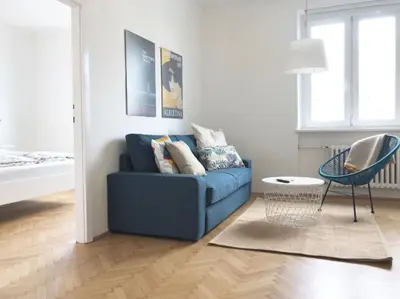 Ein Sitzbereich in der Unterkunft Bright, lovely and quiet apartment at the heart of Vienna, Nachmarkt, City center