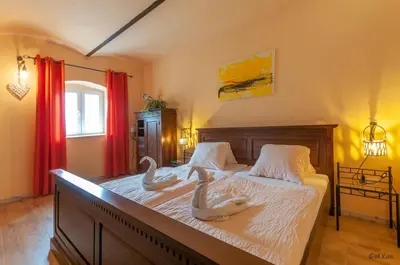 Ein Bett oder Betten in einem Zimmer der Unterkunft Familienferienhaus Amelie