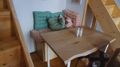 Ein Sitzbereich in der Unterkunft Apartment mit Balkon