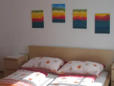 Ein Bett oder Betten in einem Zimmer der Unterkunft Haubis Ferienwohnungen