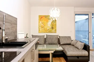 Ein Sitzbereich in der Unterkunft Balcony/pool/free parking garage Studio