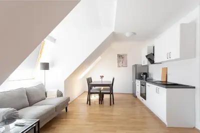 Küche/Küchenzeile in der Unterkunft Skyline Aussicht l LF46