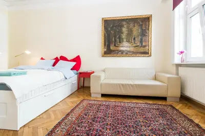 Ein Bett oder Betten in einem Zimmer der Unterkunft Beautiful Viennese apartment