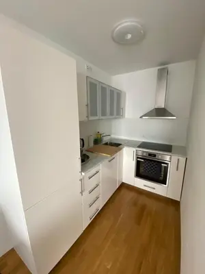 Küche/Küchenzeile in der Unterkunft Neubau Wohnung Stadlau