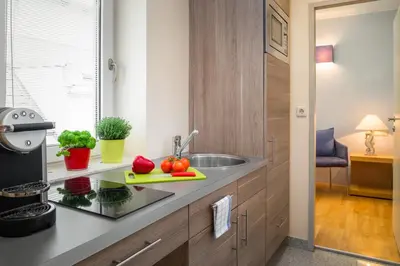 Küche/Küchenzeile in der Unterkunft Appartement-Hotel an der Riemergasse