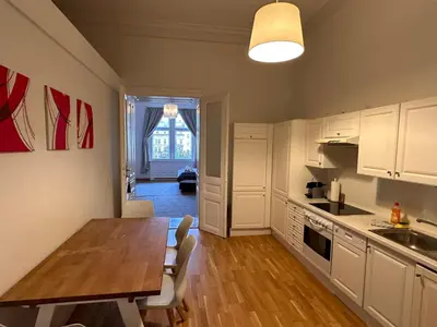 Küche/Küchenzeile in der Unterkunft Parkview Rudolfsplatz