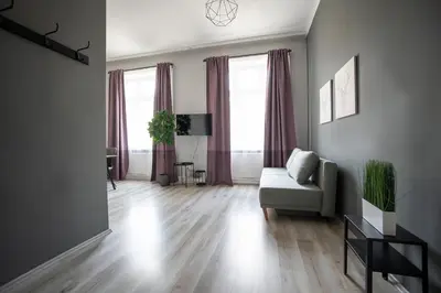 Ein Sitzbereich in der Unterkunft Brand new charming appartmet near augarten & city