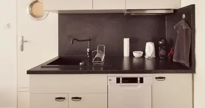 Küche/Küchenzeile in der Unterkunft Kardinal Studios