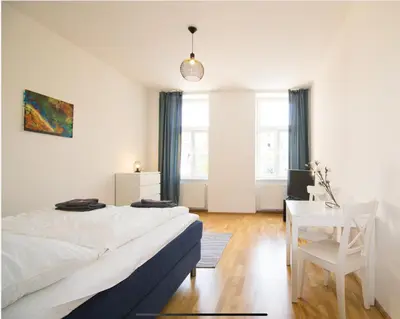 Ein Bett oder Betten in einem Zimmer der Unterkunft Gelassener Aufenthalt l LF9