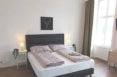 Ein Bett oder Betten in einem Zimmer der Unterkunft Cozy new apartment near Hannovermarkt