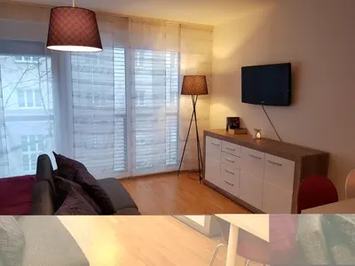 TV/Unterhaltungsangebot in der Unterkunft BullsLiving Kaisermühlen Apartment Erni next to UNO City