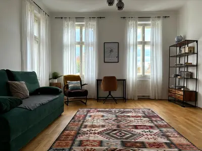 Ein Sitzbereich in der Unterkunft Casa Nostra - Moderne lichtdurchflutete Wohnung am Augarten