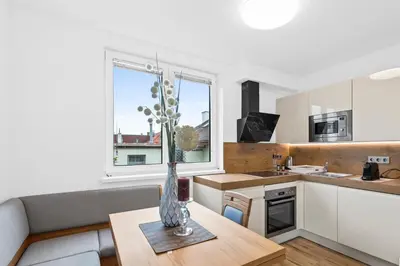 Küche/Küchenzeile in der Unterkunft Wienerberg-Apartments