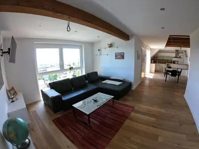 Ein Sitzbereich in der Unterkunft Ferienwohnung Pauli