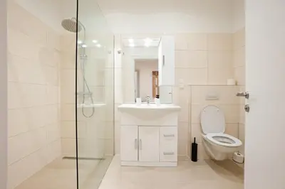 Ein Badezimmer in der Unterkunft Apartment in the central area. 5 minute's walk to the Danube.