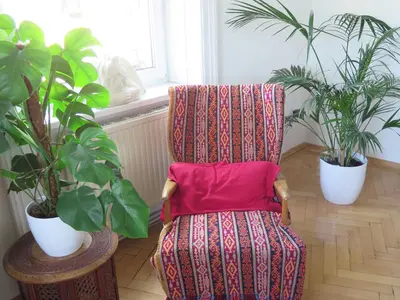 Ein Sitzbereich in der Unterkunft Jugendstil Apartment