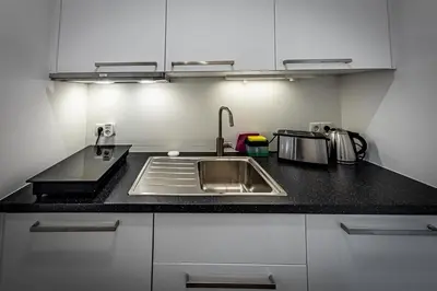Küche/Küchenzeile in der Unterkunft Stilvolles Apartment in toller Lage, 