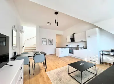 Küche/Küchenzeile in der Unterkunft OrestaLiving - Penthouse in 1020