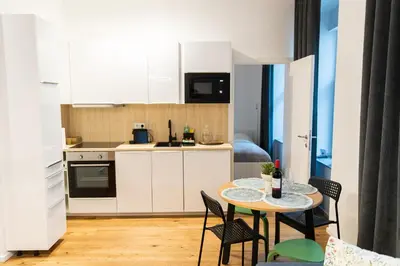 Küche/Küchenzeile in der Unterkunft STILVOLLES APARTMENT