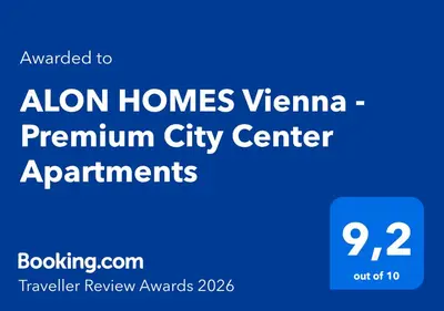 Ein Zertifikat, Auszeichnung, Logo oder anderes Dokument, das in der Unterkunft ALON HOMES Vienna - Premium City Center Apartments ausgestellt ist