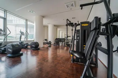 Das Fitnesscenter und/oder die Fitnesseinrichtungen in der Unterkunft Cozy Property at Belvedere