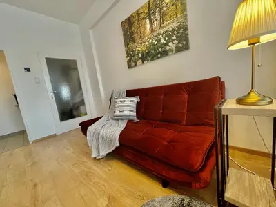 Ein Sitzbereich in der Unterkunft City Center Apartments am Schwedenplatz