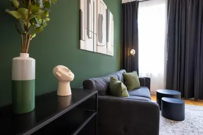 Ein Sitzbereich in der Unterkunft Modern apartment near Belvedere Castle